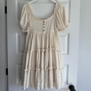 Easel Puff Sleeve Tiered Mini Dress NWT
